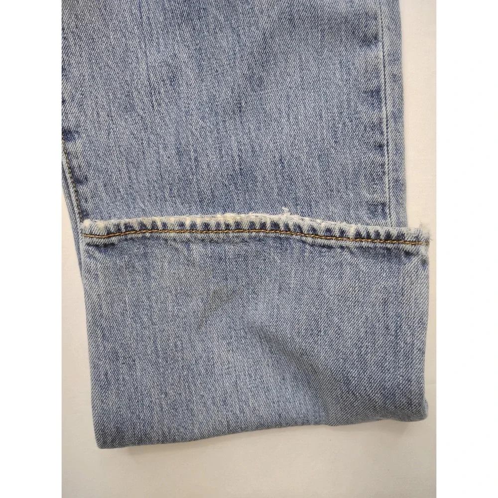 Levis 501 Jeans 34x34 Light Wash Blue Denim Button Fly Trashed Distressed